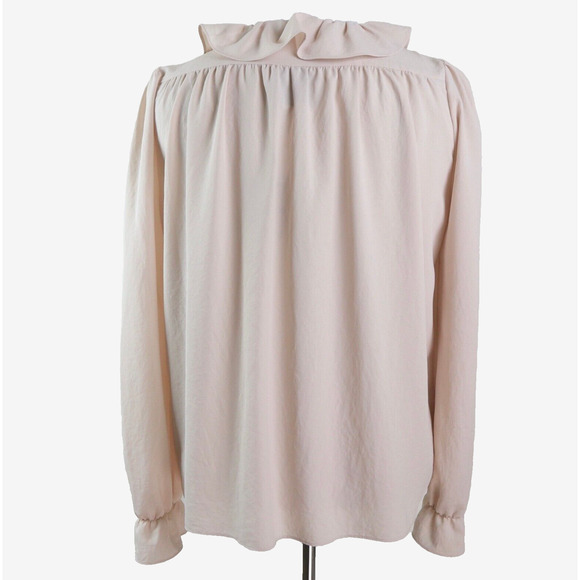 NWT ASOS US 8 Ruffle Tie Neck Blouse Long Sleeve Cream - Picture 4 of 9